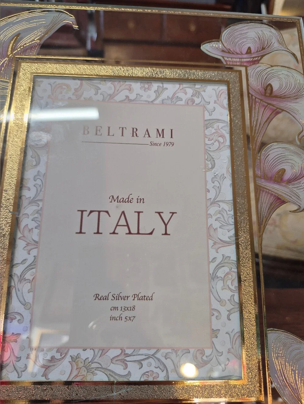Gold and Pink Decorative Glass Picture Frame